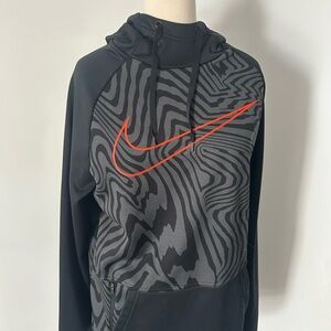 Nike Black & Gray Zebra-Print Hoodie with Red Swoosh